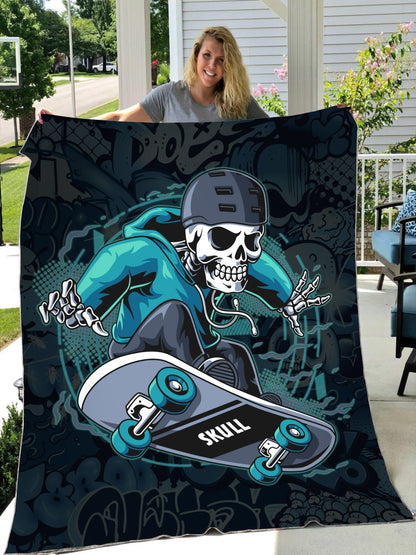 Premium Skateboard Skull Blanket