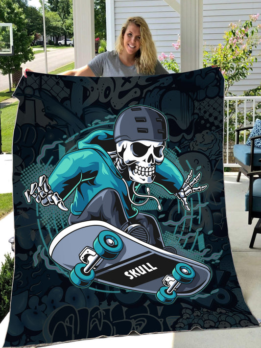Premium Skateboard Skull Blanket