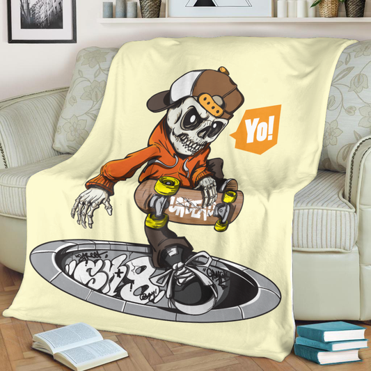 Premium Skateboard Skull Blanket