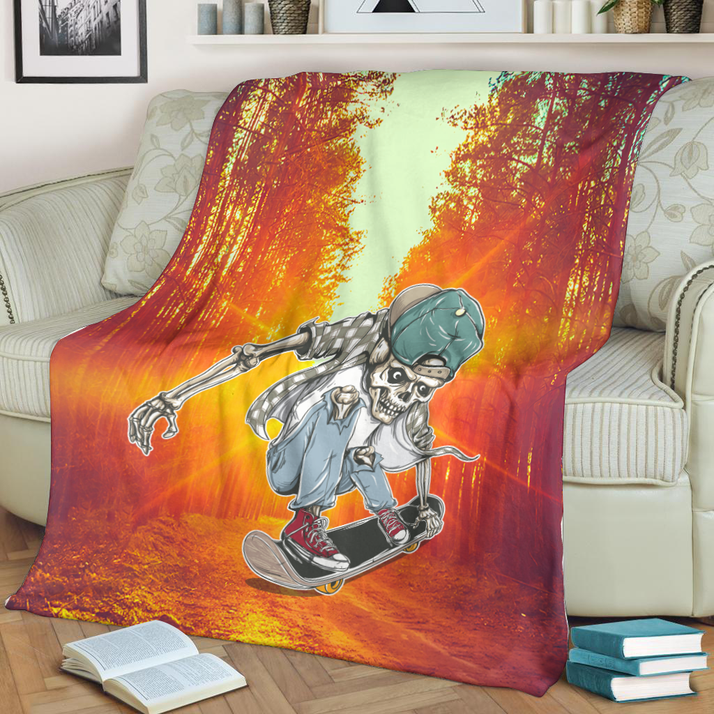 Premium Skateboard Skull Blanket
