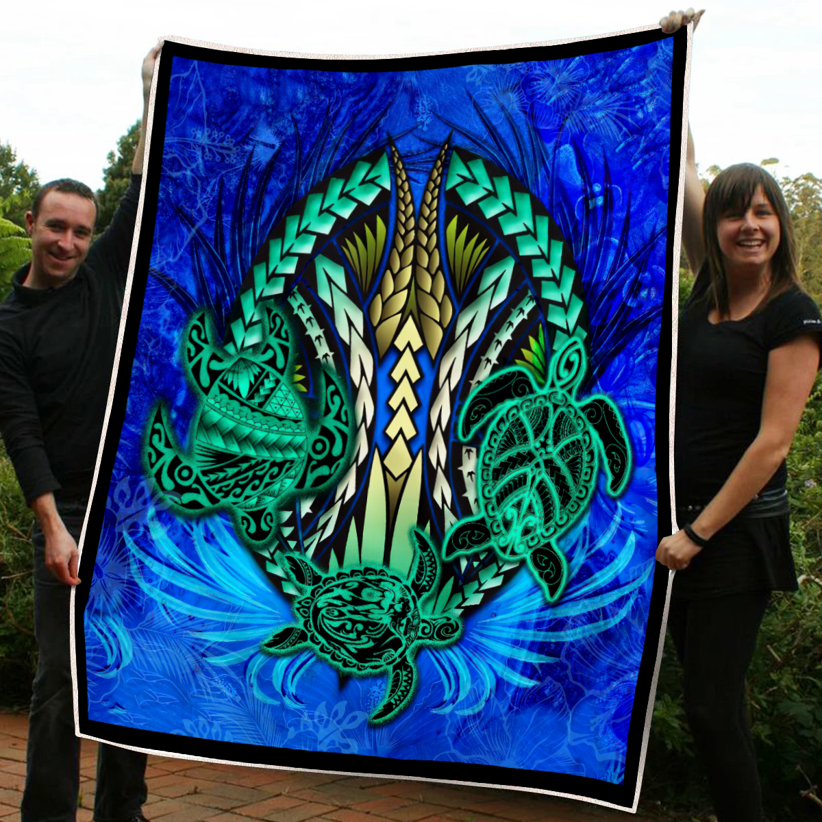 Premium Three Blue Turtles Blanket