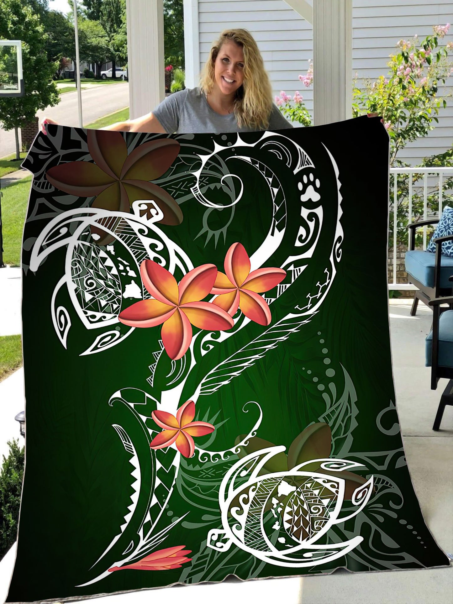 Amazing Polynesian Frangipani And Tattoo Hawaii Style Painting Art Quilt ML