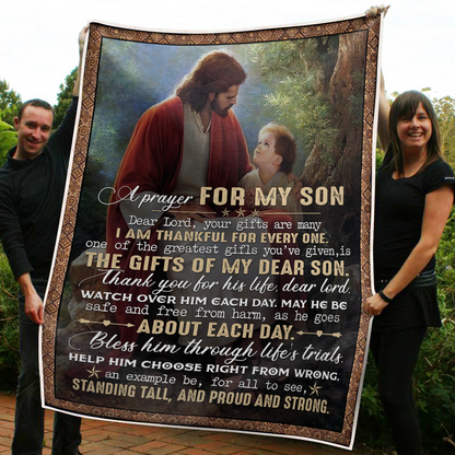 Jesus Prayer for My Son Sherpa Blanket