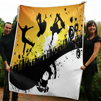 Premium Skateboard Skull Blanket