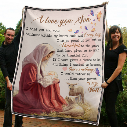 I love you Son Sherpa Blanket