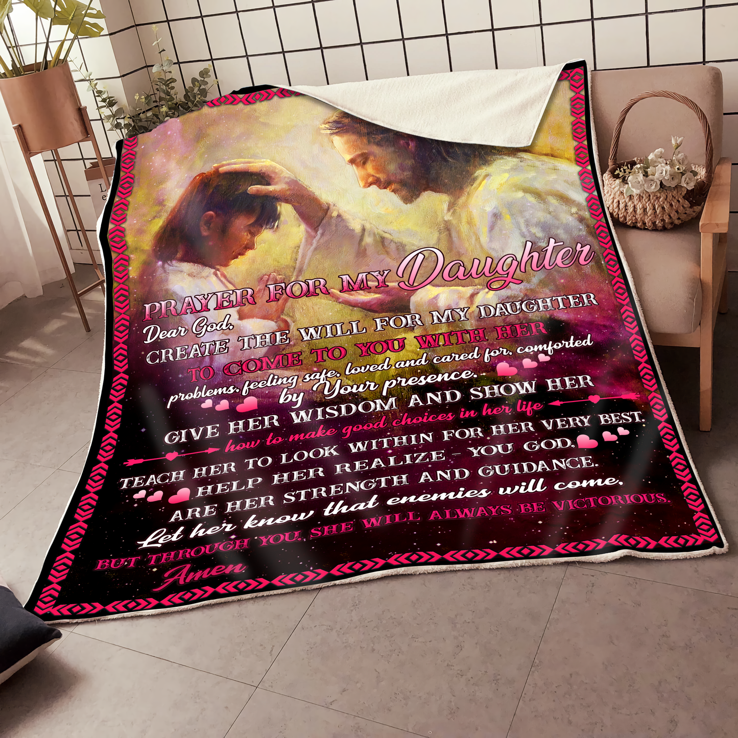 To My Daughter Sherpa Blanket