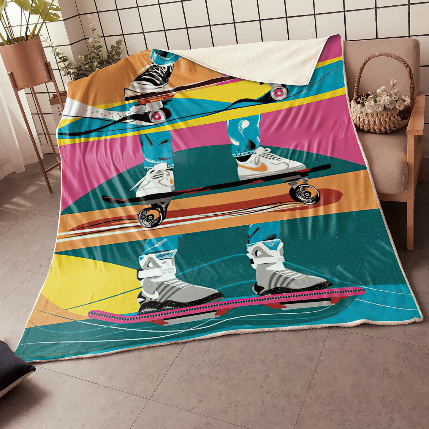 Premium Skateboard Skull Blanket