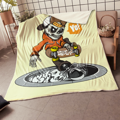 Premium Skateboard Skull Blanket