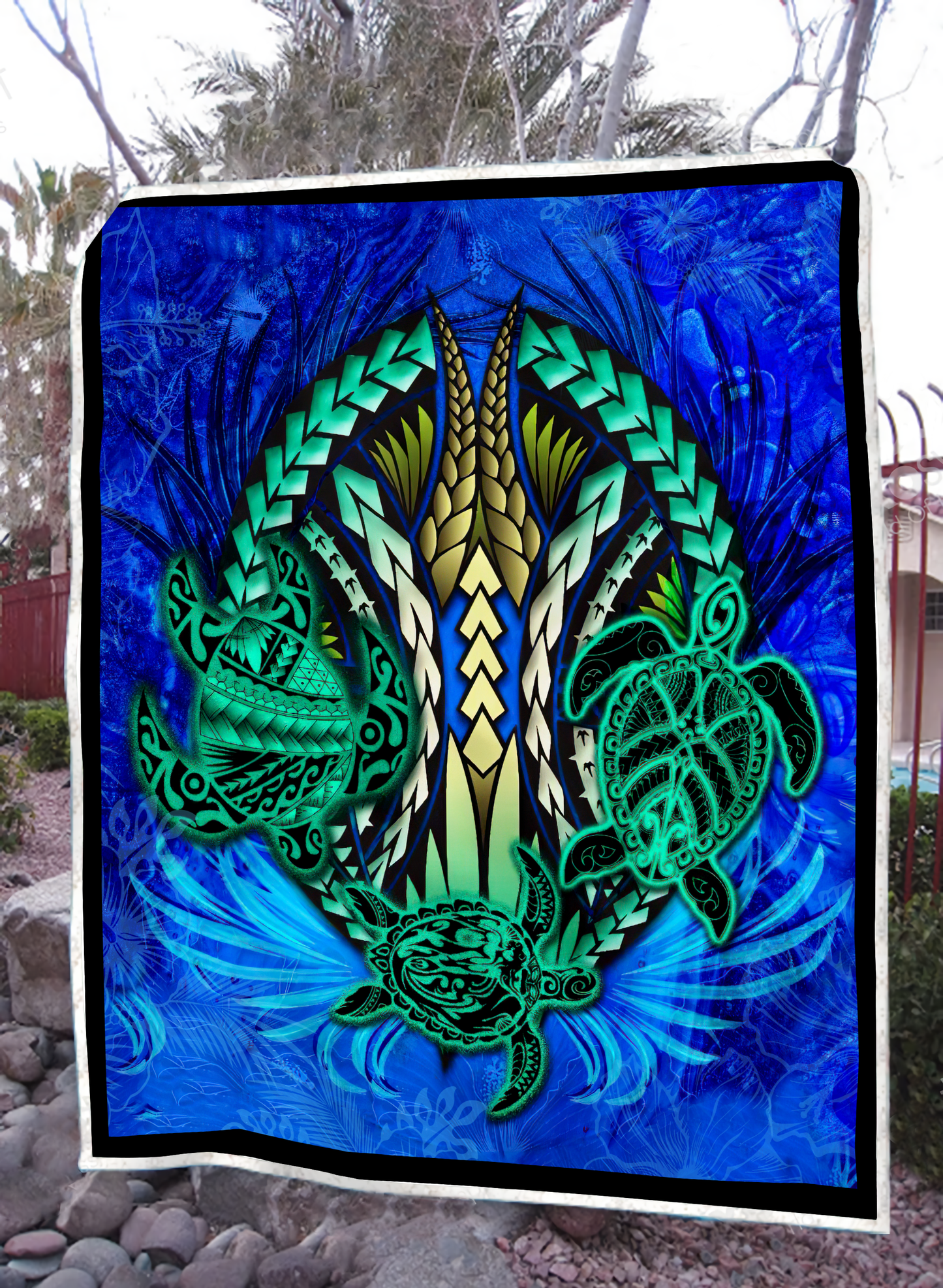Premium Three Blue Turtles Blanket