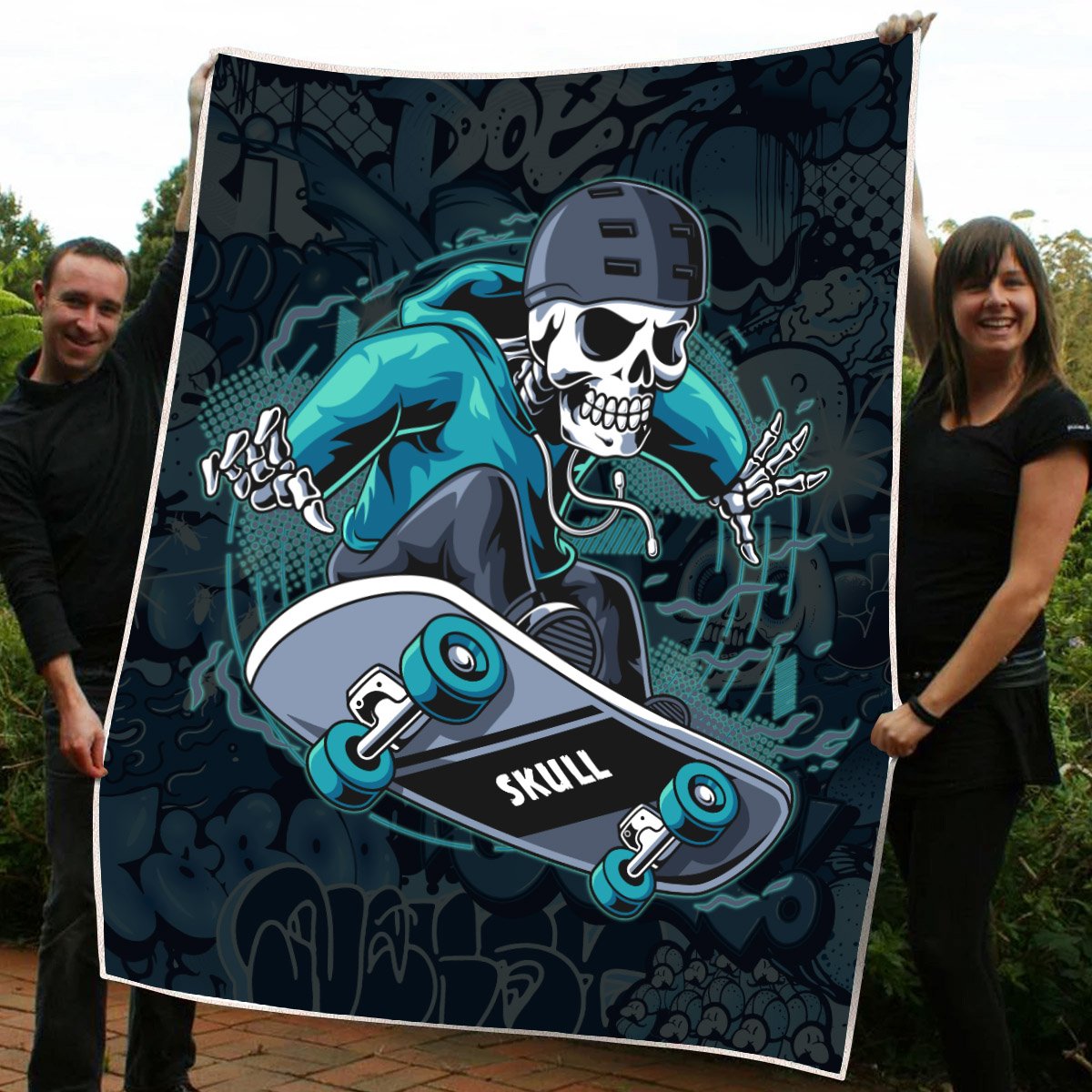 Premium Skateboard Skull Blanket