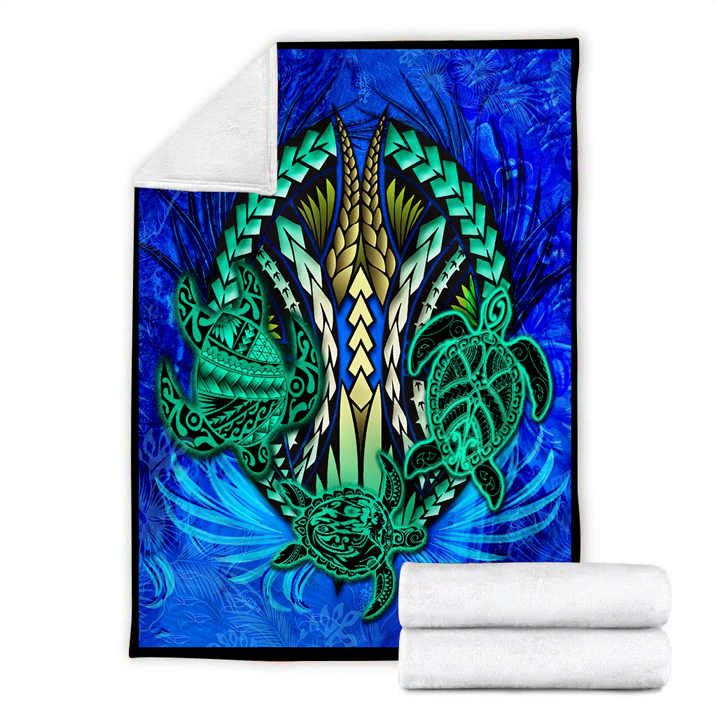 Premium Three Blue Turtles Blanket