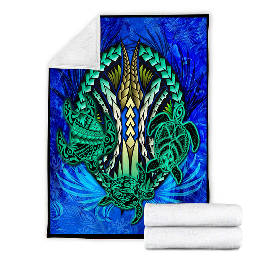 Premium Three Blue Turtles Blanket