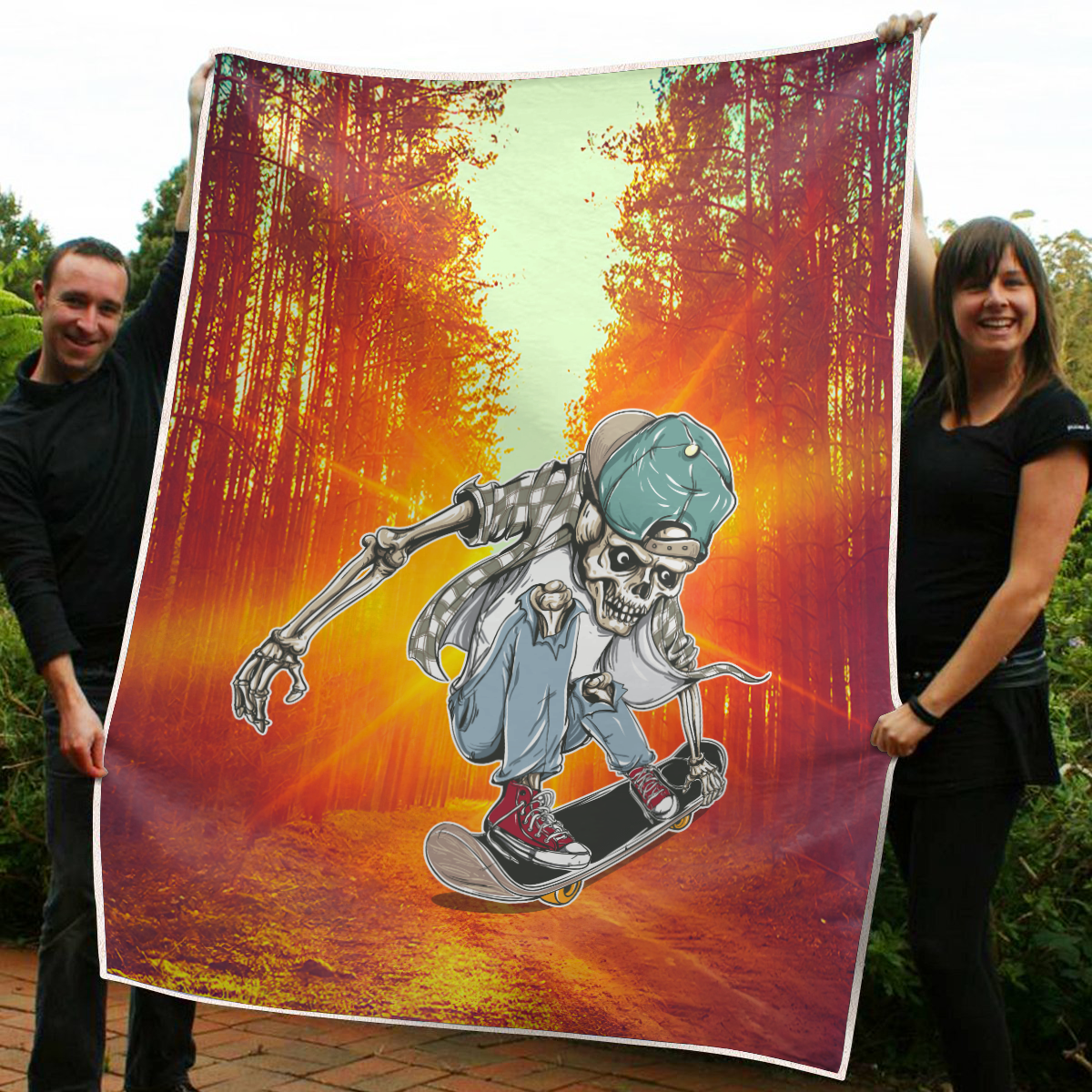 Premium Skateboard Skull Blanket