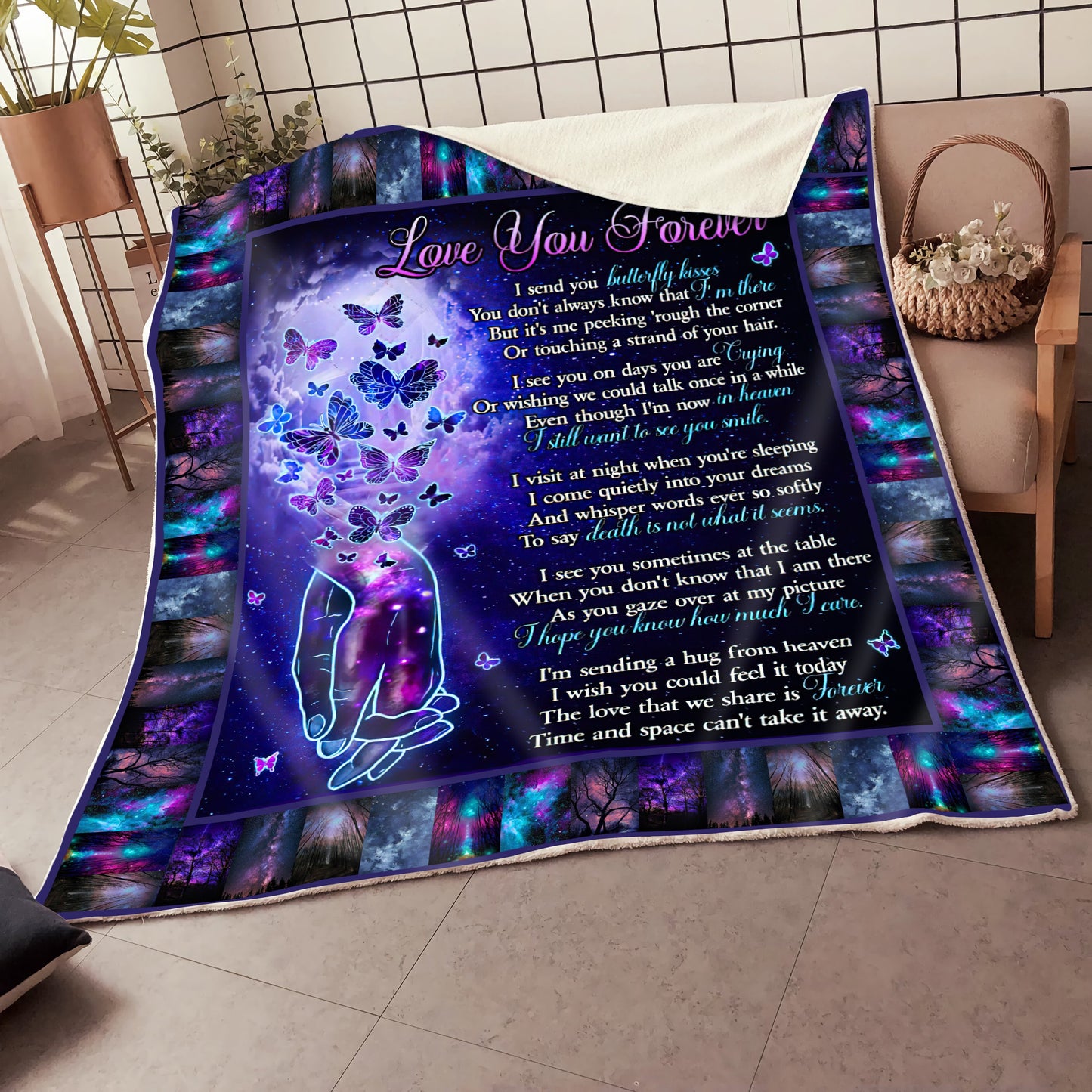 Love You Forever Butterfly 3D All Over Printed Blanket
