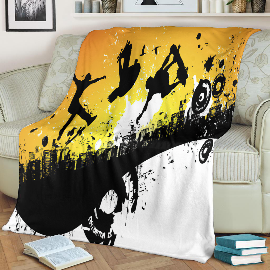 Premium Skateboard Skull Blanket