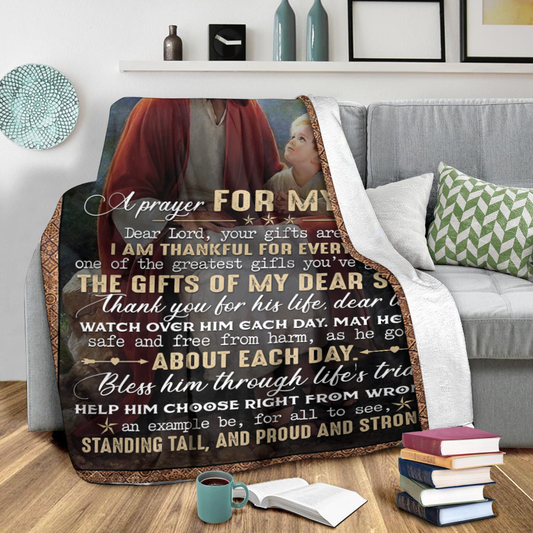 Jesus Prayer for My Son Sherpa Blanket