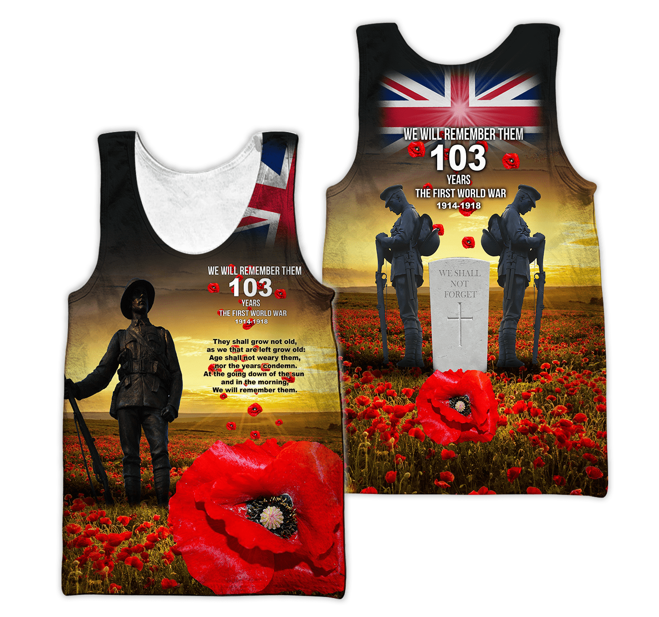 Remembrance Day Lest We Forget 3D All Over Printed Unisex Shirts