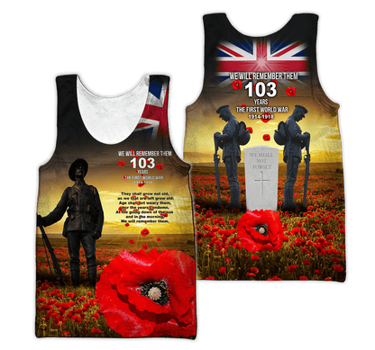 Remembrance Day Lest We Forget 3D All Over Printed Unisex Shirts