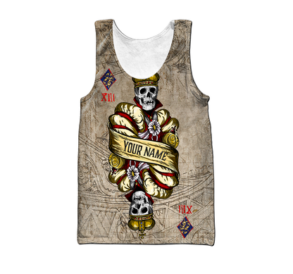 Customize Name Poker King Skull 3D All Over Printed Hoodie Shirts For Men And Women MH09122005ND