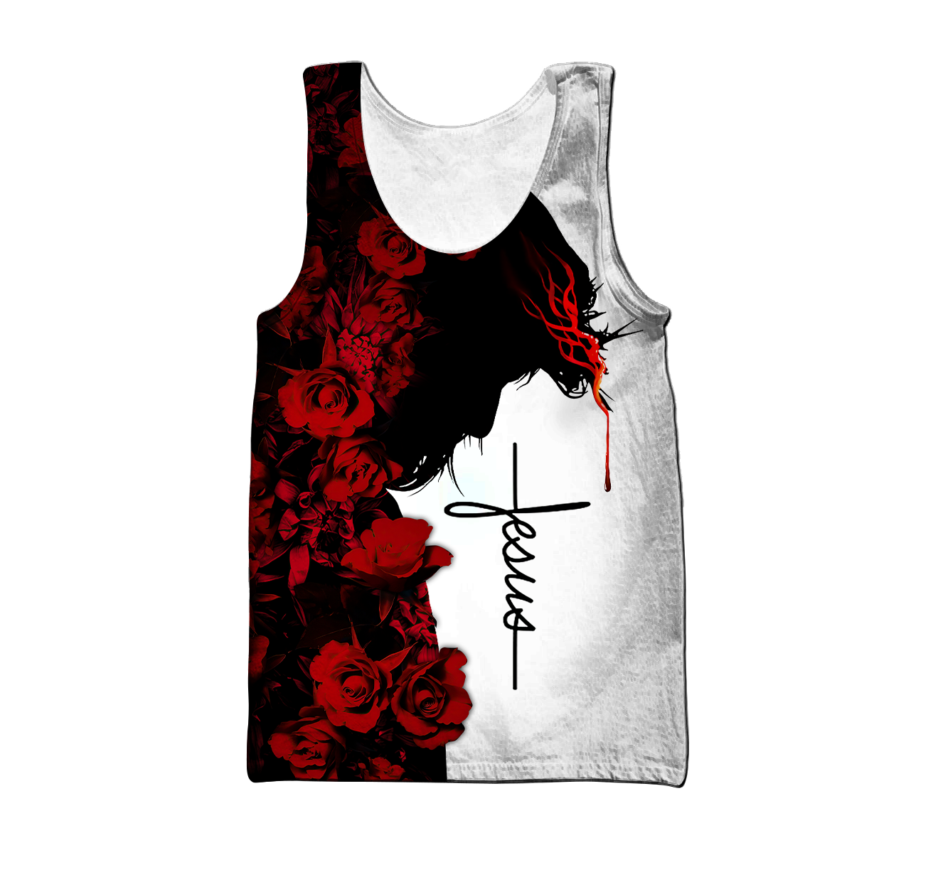 Premium Christian Jesus Catholic Red Roses 3D Printed Unisex Shirts