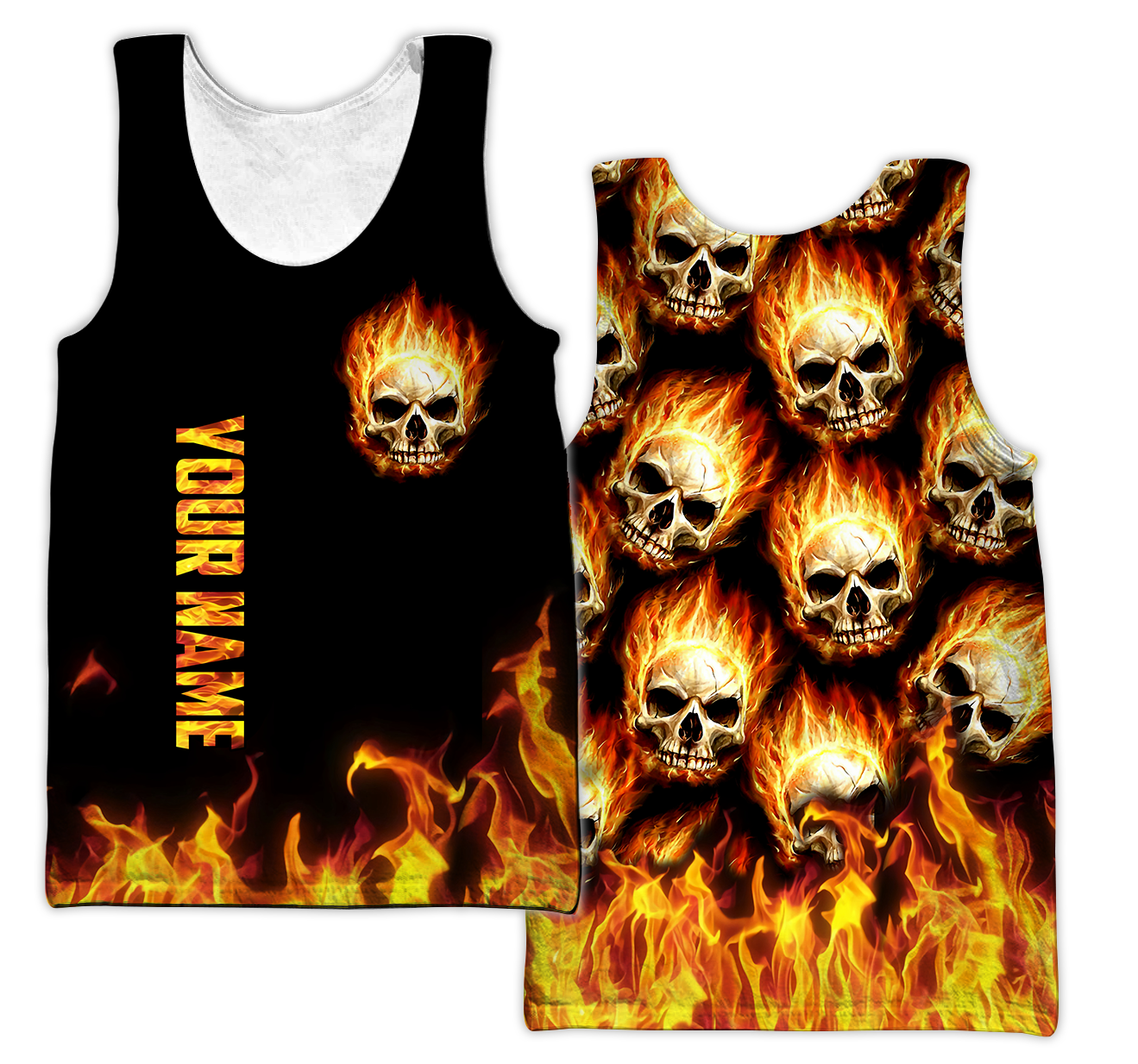 Customize Name Fire Skull Hoodie For Men And Women TNA29052102