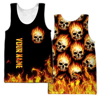 Customize Name Fire Skull Hoodie For Men And Women TNA29052102
