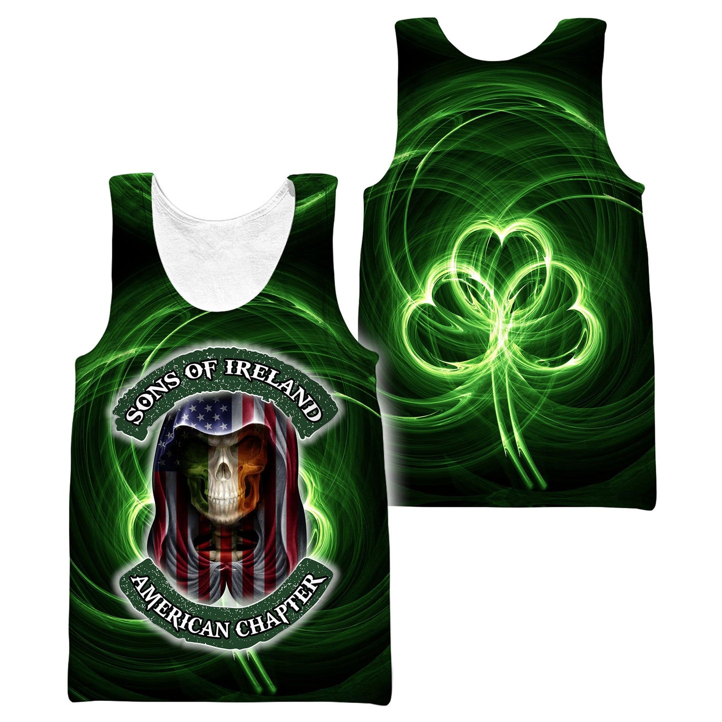 3D All Over Printed  Skull Irish St Patrick Day Unisex Shirts Custom Name XT