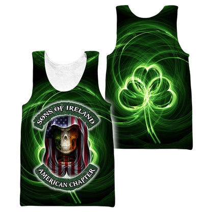 3D All Over Printed  Skull Irish St Patrick Day Unisex Shirts Custom Name XT