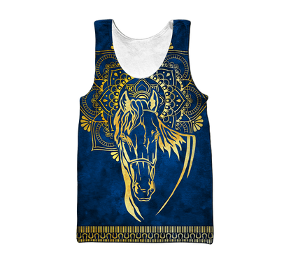 3D All Over Printed Horse Pattern in Blue Unisex Shirts XT  HHT27012102JJ