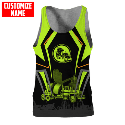 Concrete Mixer Green Customized name Concrete Finisher 3D Printed Shirts