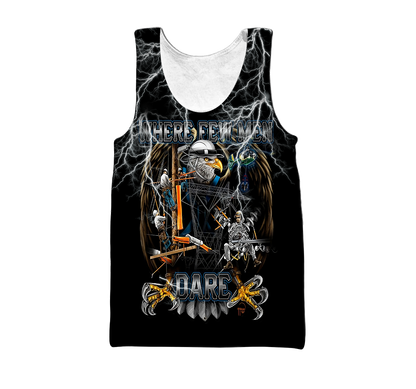 Premium Personalized 3D Printed Lineman Shirts Where Few Men Dare MEI