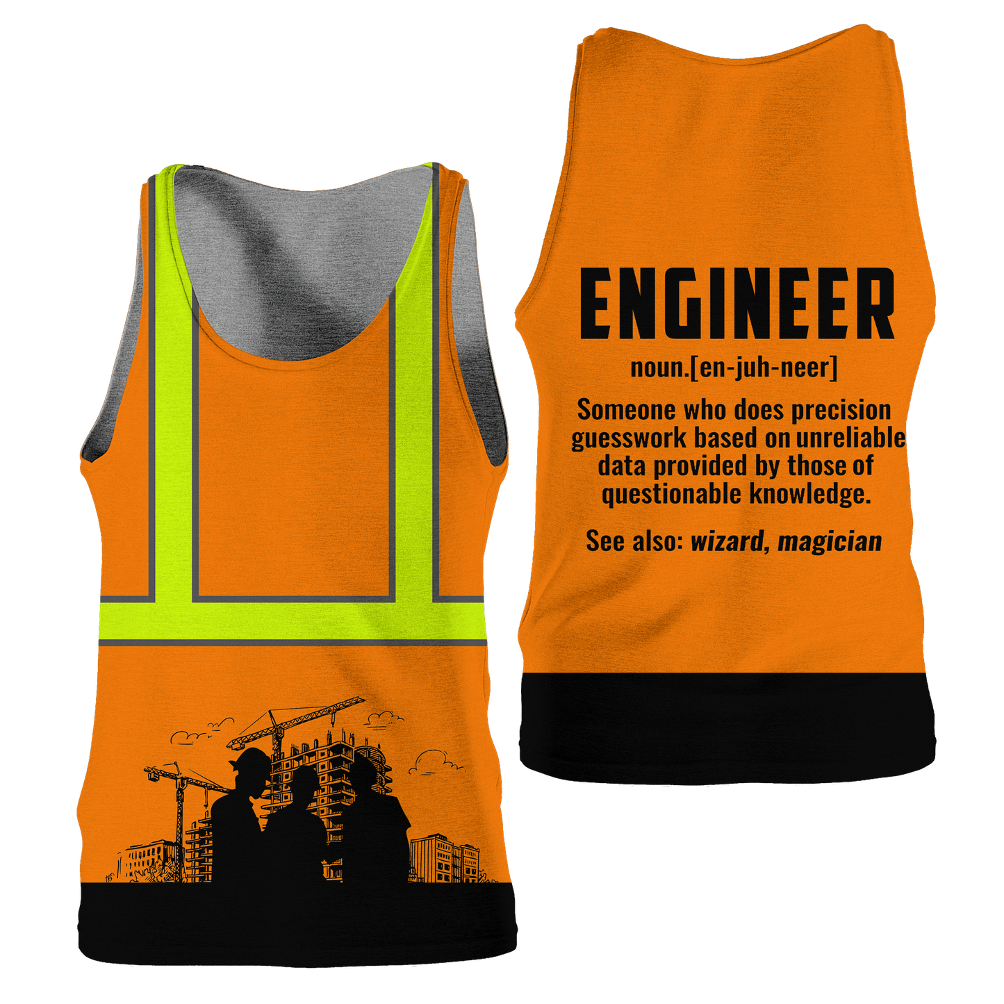 Construction Worker Orange Safety 3D printed shirts