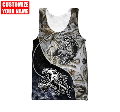 Custom name Fishing skull Ice Camo fishing shirts for men and women HHT21102103
