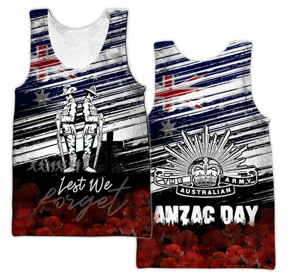Anzac day Lest we forget Soldier 3D print shirts