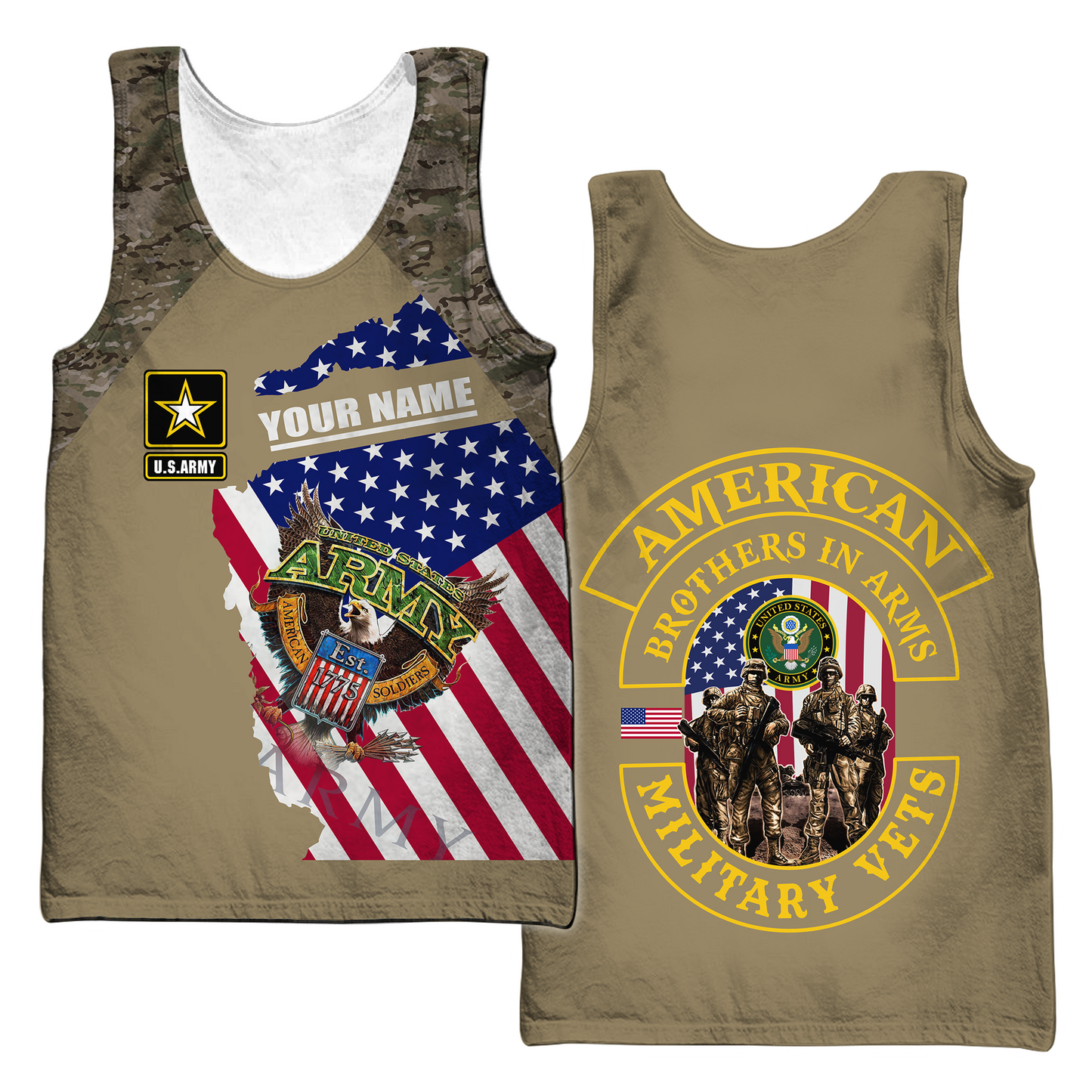 Custom name US Army Veteran Brothers in arms 3D print shirts