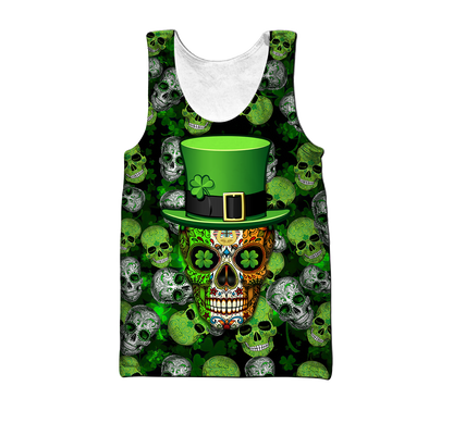 3D All Over Printed Irish Skull St Patrick Day Unisex Shirts XT