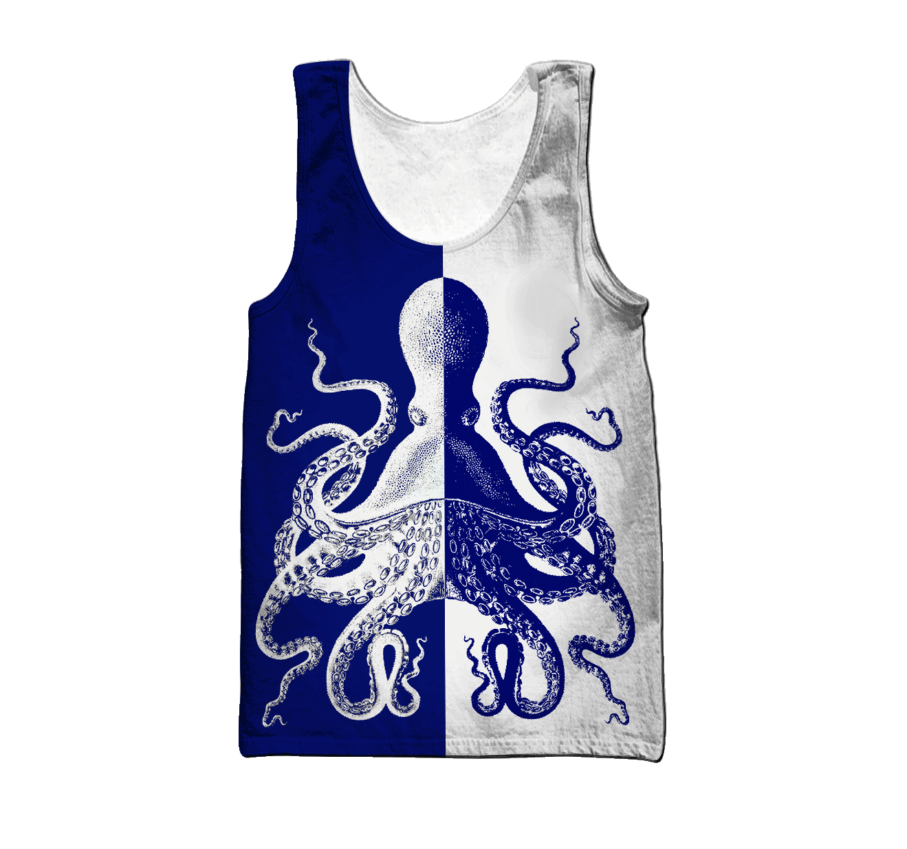 Premium Unisex Hoodie Blue And White Kraken Octopus King of The Seven Seas ML