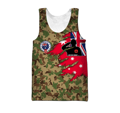 Anzac day remembrance Kiwi and Australia Veteran Camo 3D print shirt