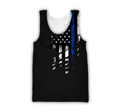 Thin Blue Line apparel US Law Enforcement custom name design 3d print shirts
