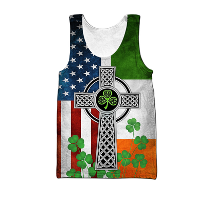 Irish Celtic Knot Cross St.Patrick day 3D Design print shirts