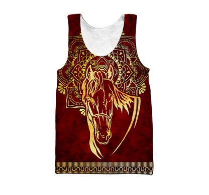 3D All Over Printed Horse Pattern in Red Unisex Shirts XT