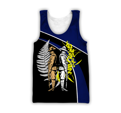 The ode fern-wattle Australia and Kiwi Veteran blue 3D print shirts