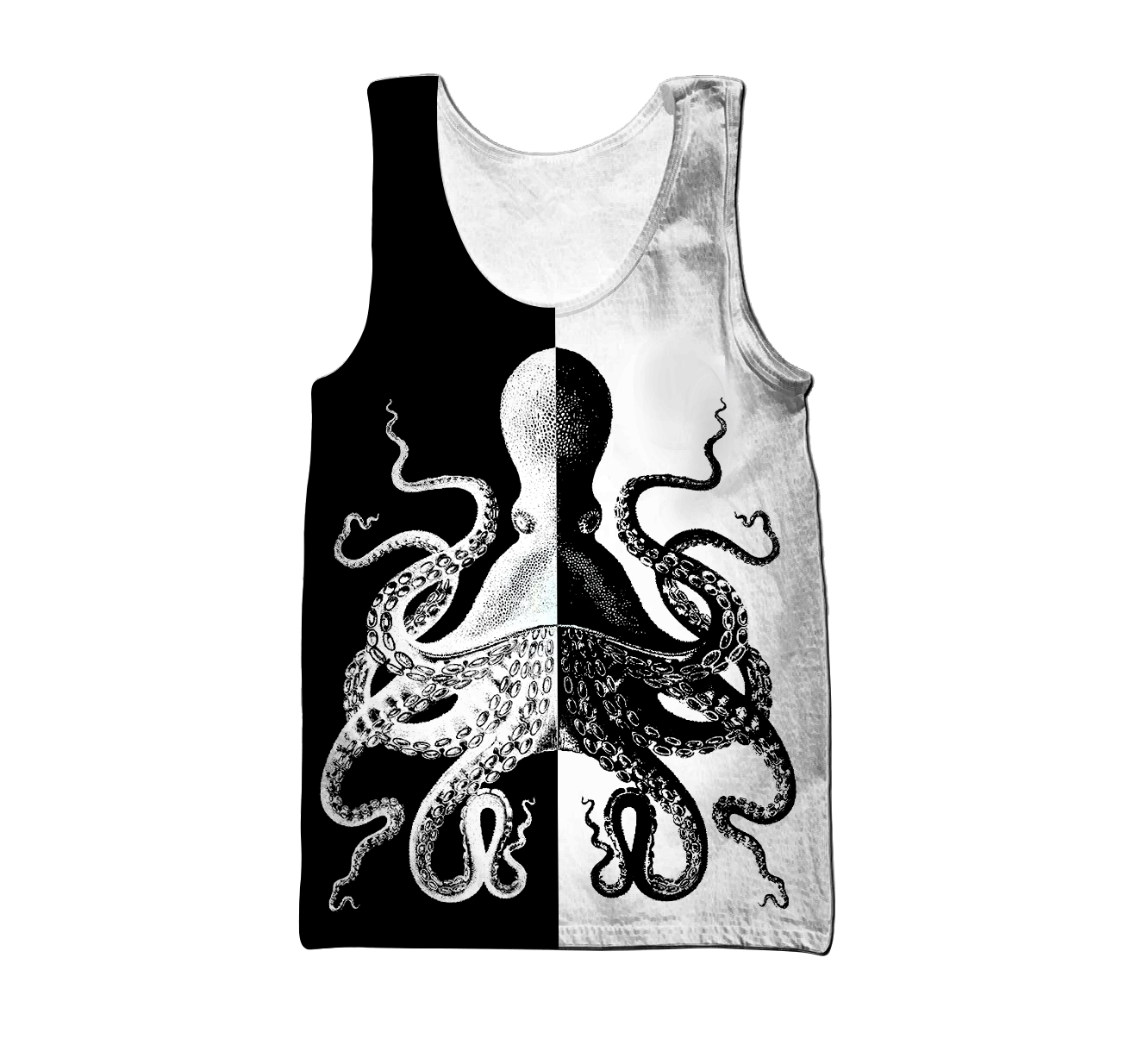 Premium Unisex Hoodie Black And White Kraken Octopus King of The Seven Seas ML