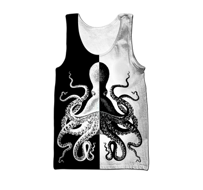 Premium Unisex Hoodie Black And White Kraken Octopus King of The Seven Seas ML