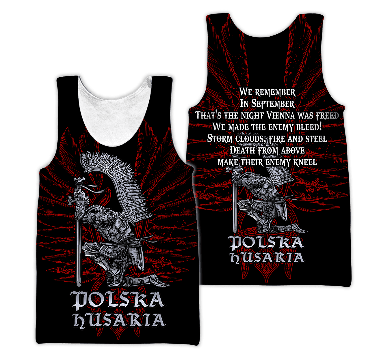 Premium Hussars Red Polska Husaria Custom name 3D Printed Shirts