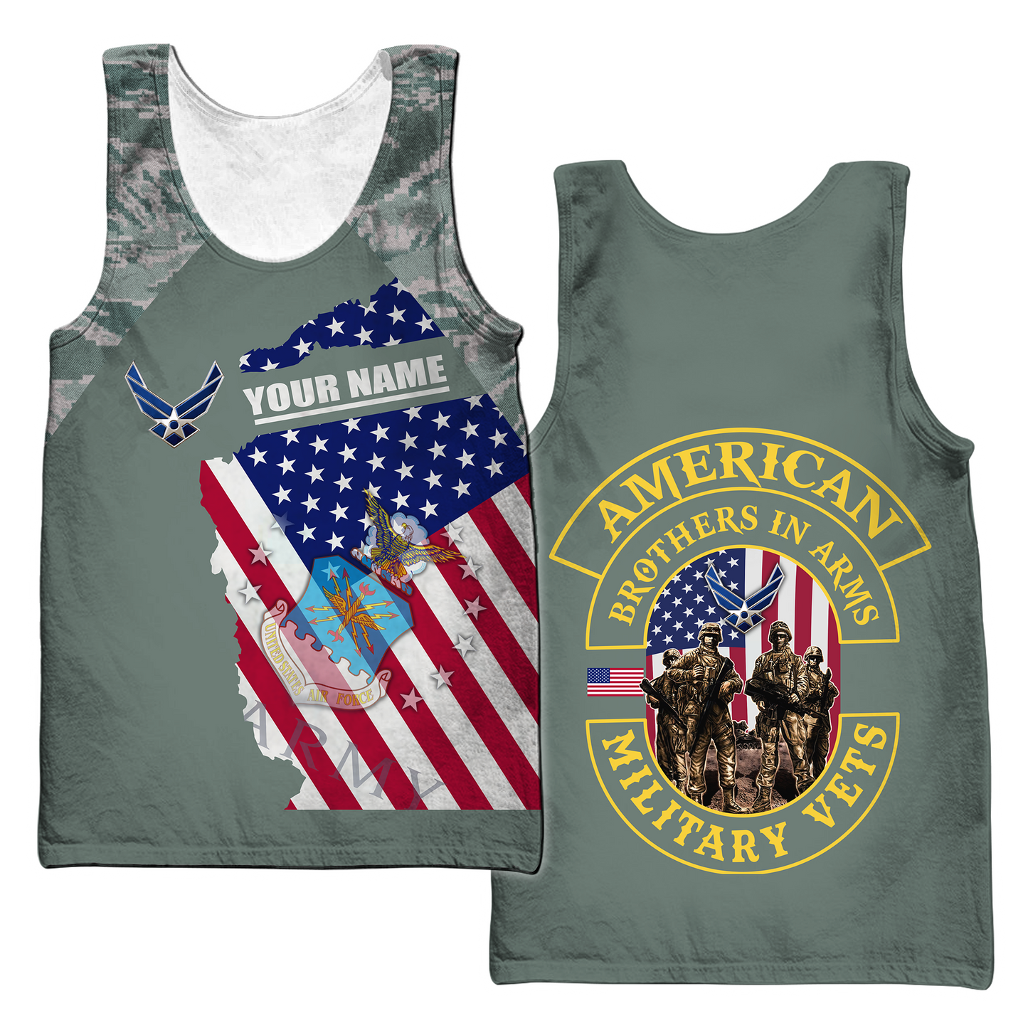 Custom name US Air Force Veteran Brothers in arms 3D print shirts