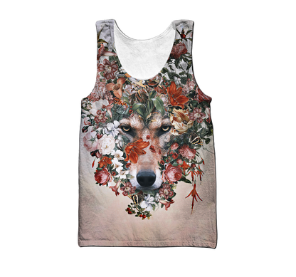 Wolf Floral 3D All Over Printed Unisex Deluxe Hoodie ML