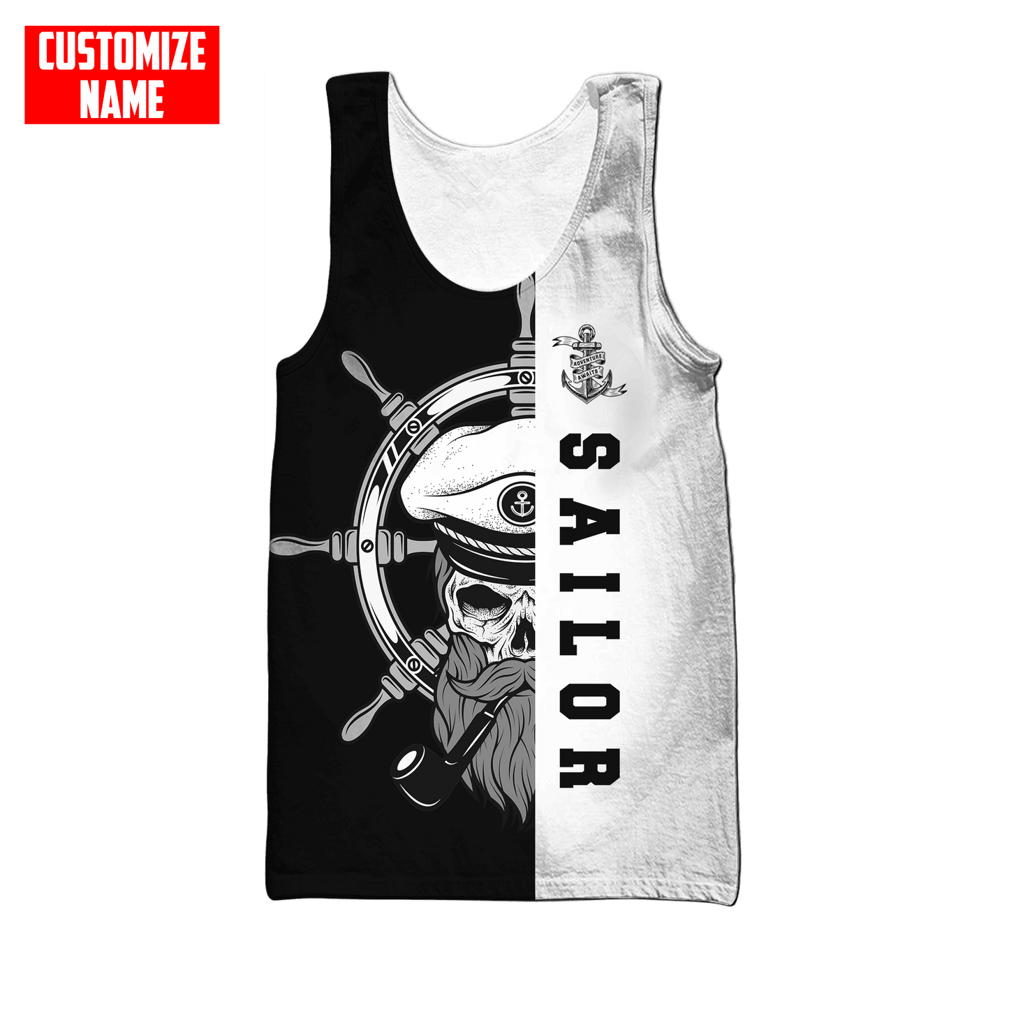 Skull Sailor on the Helm Custom name 3D printed shirts