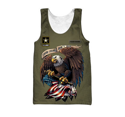 Custom name US Army Veteran Basic Eagle 3d printed shirts Proud Military DQB21052101