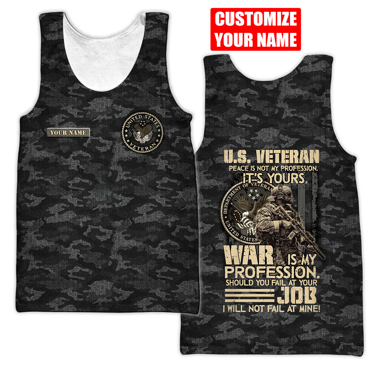 Custom Name US Veteran 3D All Over Printed Unisex Shirts